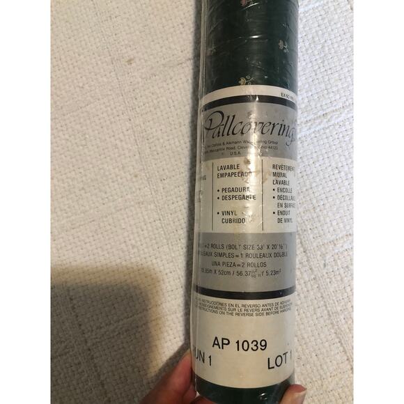 VTG Pallcoverings Wallpaper Double Roll AP1039 Green Floral Denmark Cottage 80s - Picture 5 of 9